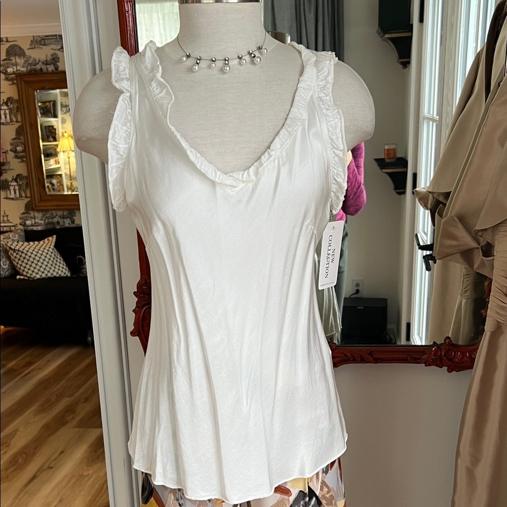 Sateen V-Neck Sleeveless Tank Italian